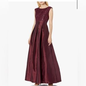 NWT Chetta B Sequin Satin Long Gown in Merlot Womens Size 22W